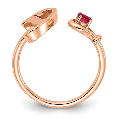 14K Rose Gold Letter Y with Birthstone Ring
