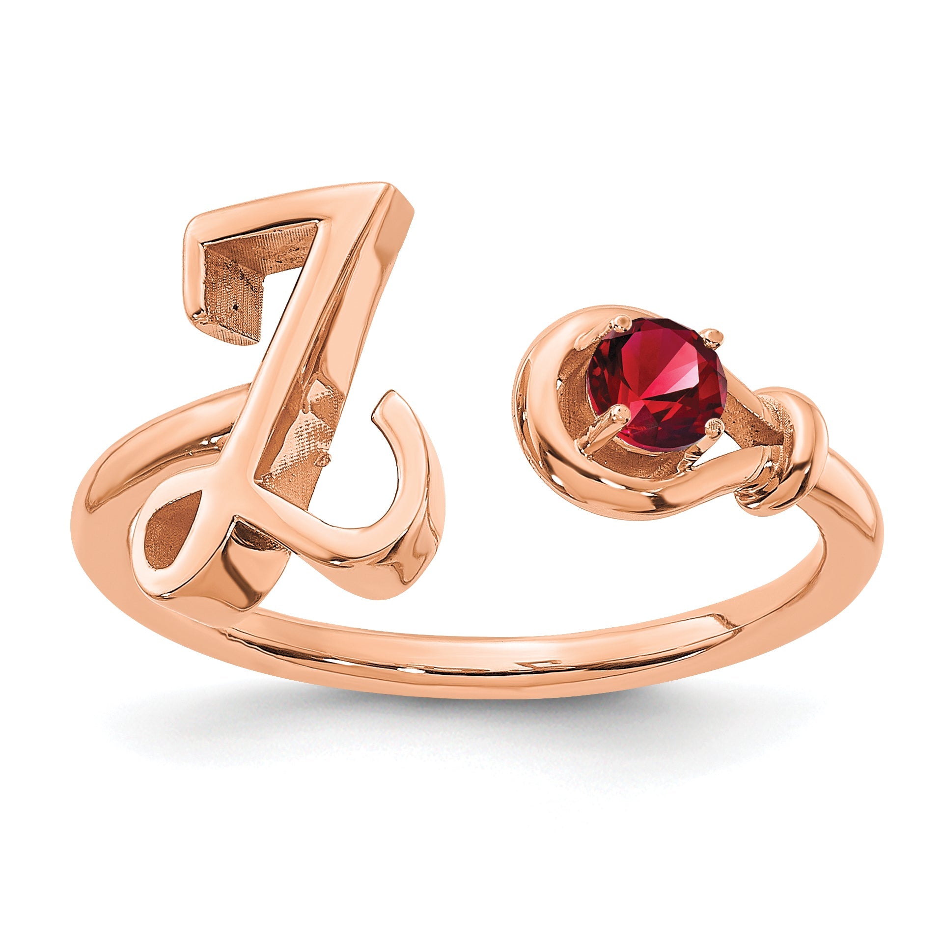 Rose Plated Sterling Silver/Rose Letter Y With Birthstone Ring