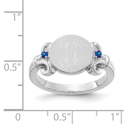 14K White Gold Initial With Birthstone Ring
