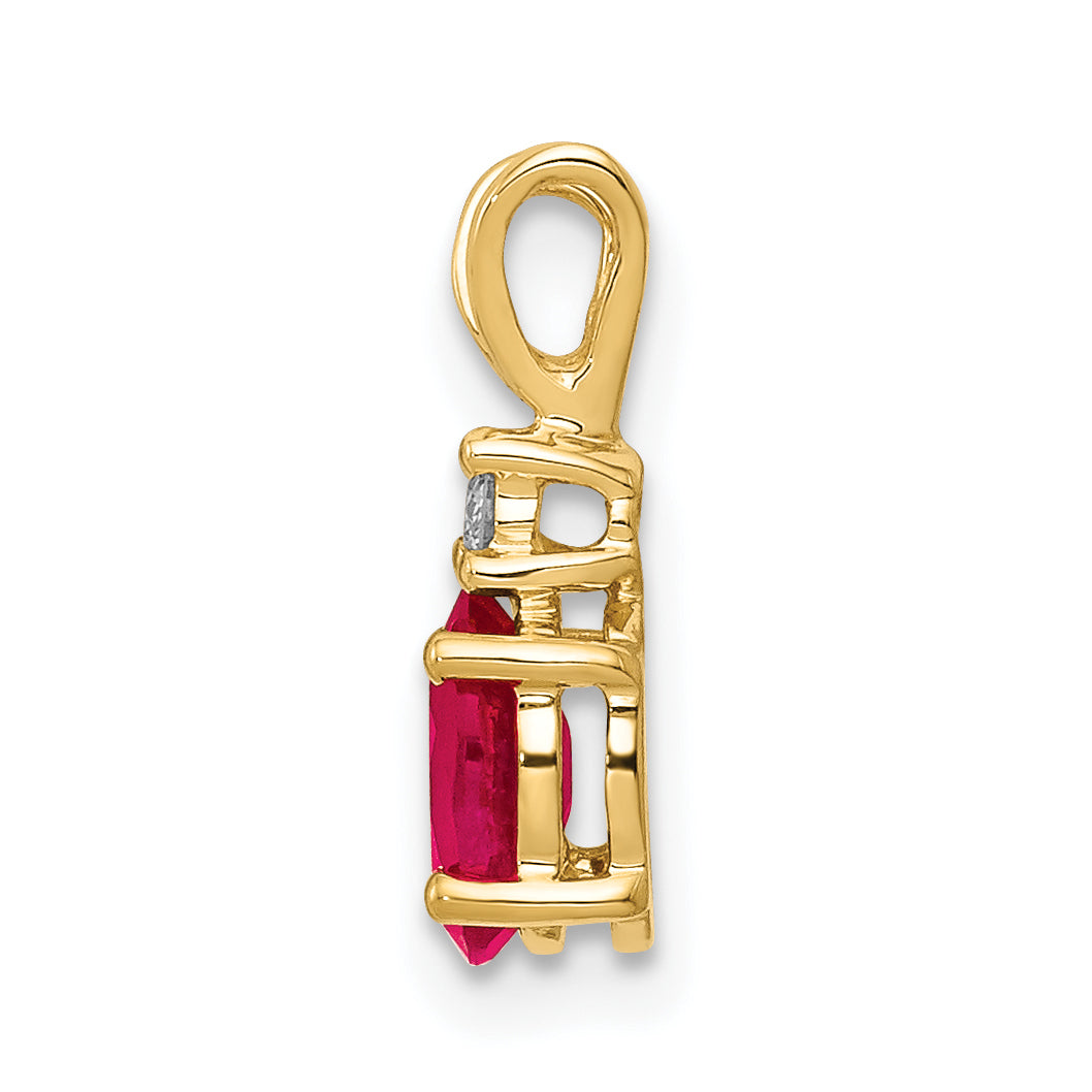 14k Yellow Gold 14k 6x4mm Oval Ruby AA Diamond pendant