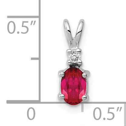 14k White Gold 14k White Gold 6x4mm Oval Ruby AA Diamond pendant