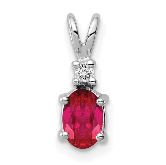 14k White Gold 14k White Gold 6x4mm Oval Ruby AA Diamond pendant