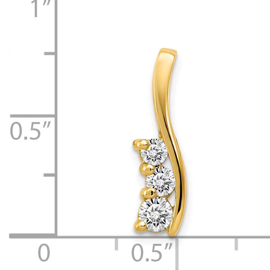 14K Yellow Gold Vs Diamond Small Three Stone Curved Bar Pendant