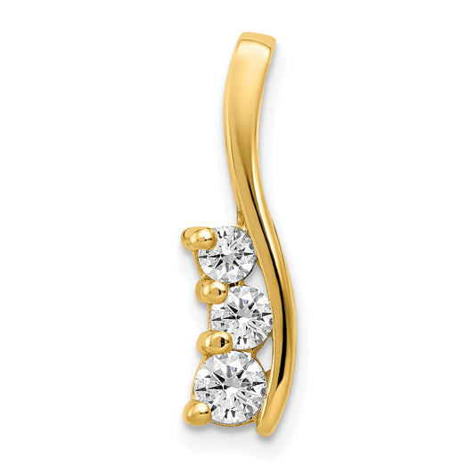 14K Yellow Gold Vs Diamond Small Three Stone Curved Bar Pendant