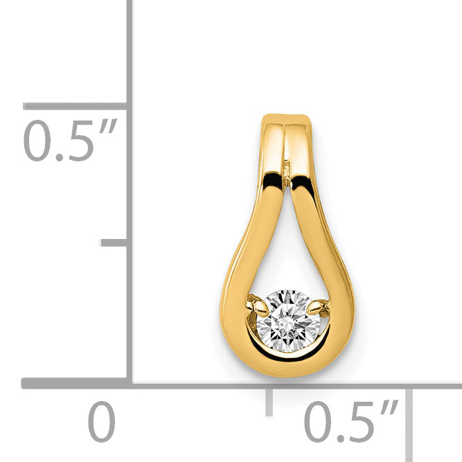 14K Yellow Gold 2.8mm Aa Diamond Teardrop Shape Slide Pendant