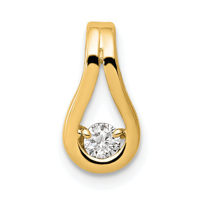14K Yellow Gold 2.8mm Aa Diamond Teardrop Shape Slide Pendant