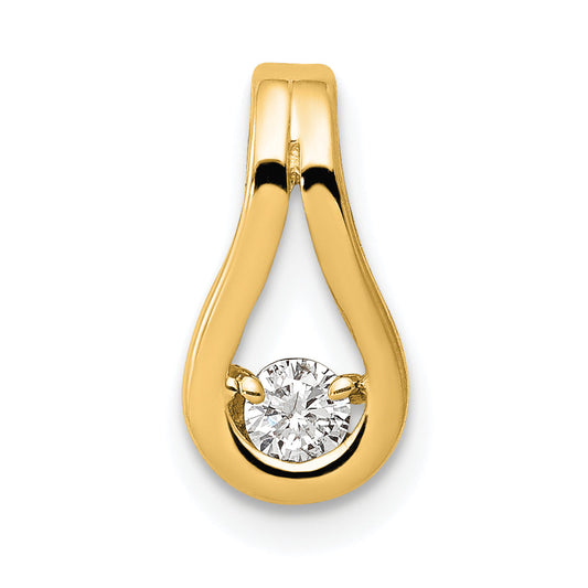 14K Yellow Gold 2.8mm Aa Diamond Teardrop Shape Slide Pendant