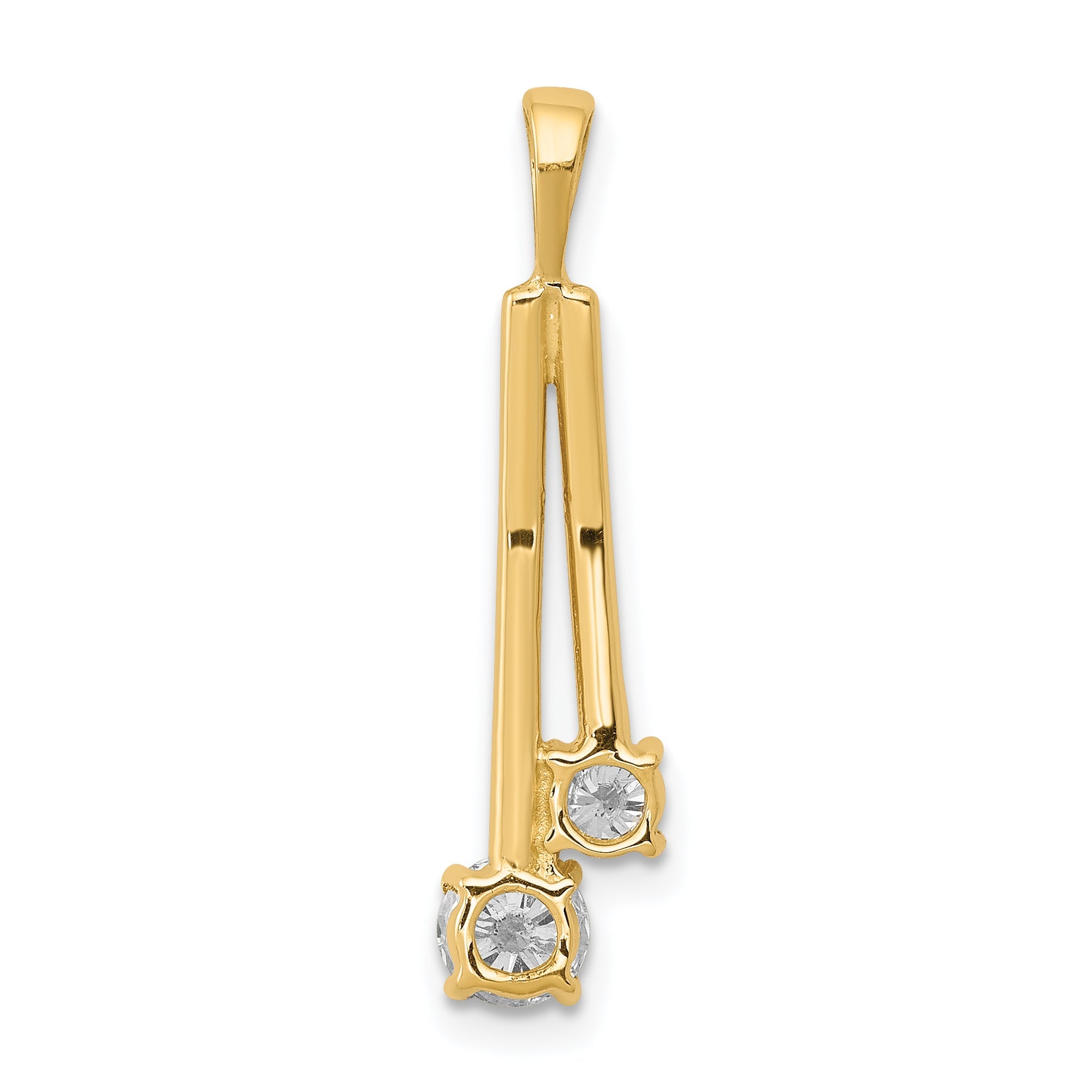 14K Yellow Gold A Diamond Two Stone Pendant