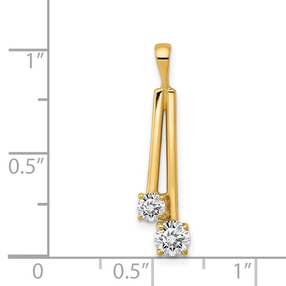 14K Yellow Gold Aa Diamond Two Stone Pendant
