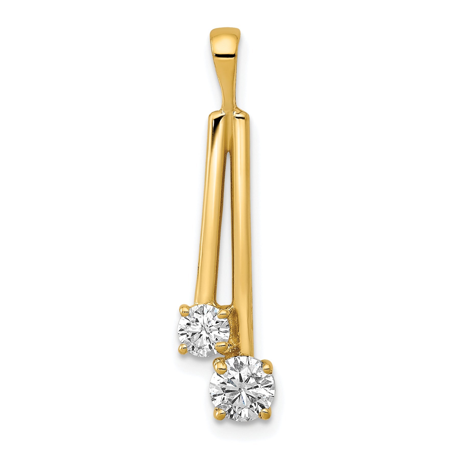 14K Yellow Gold A Diamond Two Stone Pendant
