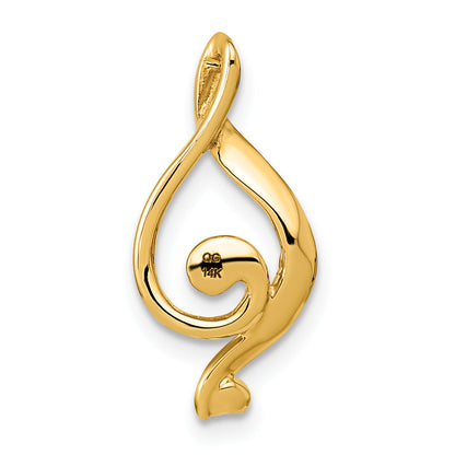 14K Yellow Gold 5.5mm White Round Freshwater Cultured Pearl A Diamond Pendant