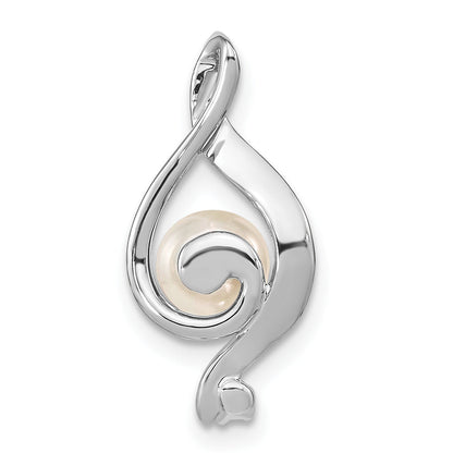 14k White Gold 14k White Gold 5.5mm Round Freshwater Cultured Pearl AA Diamond Pendant