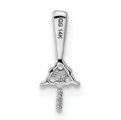 14k White Gold 14k White Gold 7mm White Round Freshwater Cultured Pearl AA Diamond Pendant