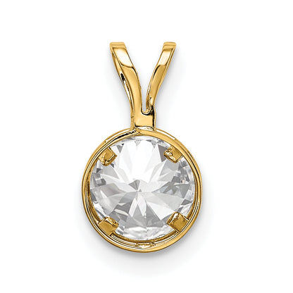 14k Yellow Gold 14k 6mm Cubic Zirconia bezel pendant