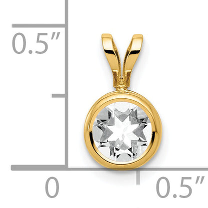 14k Yellow Gold 14k 6mm Cubic Zirconia bezel pendant