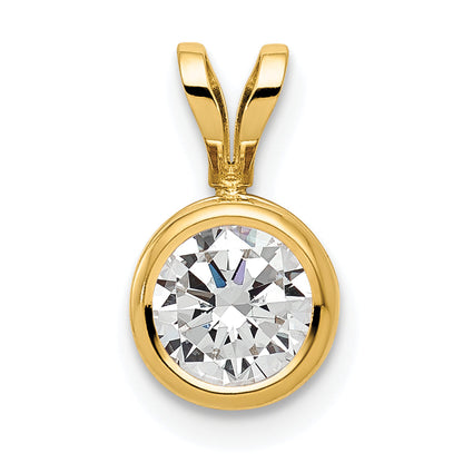 14k Yellow Gold 14k 6mm Cubic Zirconia bezel pendant