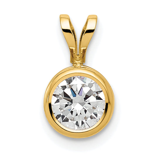 14k Yellow Gold 14k 6mm Cubic Zirconia bezel pendant