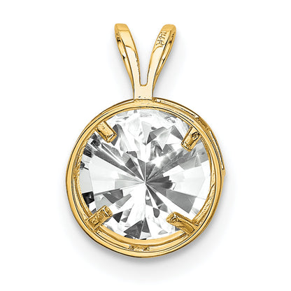14k Yellow Gold 14k 8mm Cubic Zirconia bezel pendant