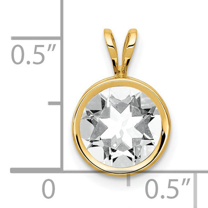14k Yellow Gold 14k 8mm Cubic Zirconia bezel pendant