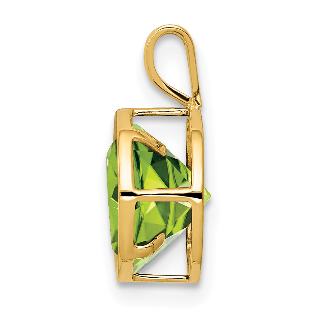 14K Yellow Gold 8mm Peridot Bezel Pendant