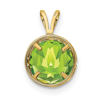 14K Yellow Gold 8mm Peridot Bezel Pendant