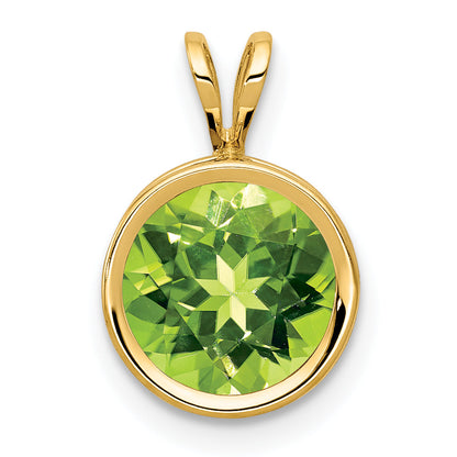 14K Yellow Gold 8mm Peridot Bezel Pendant