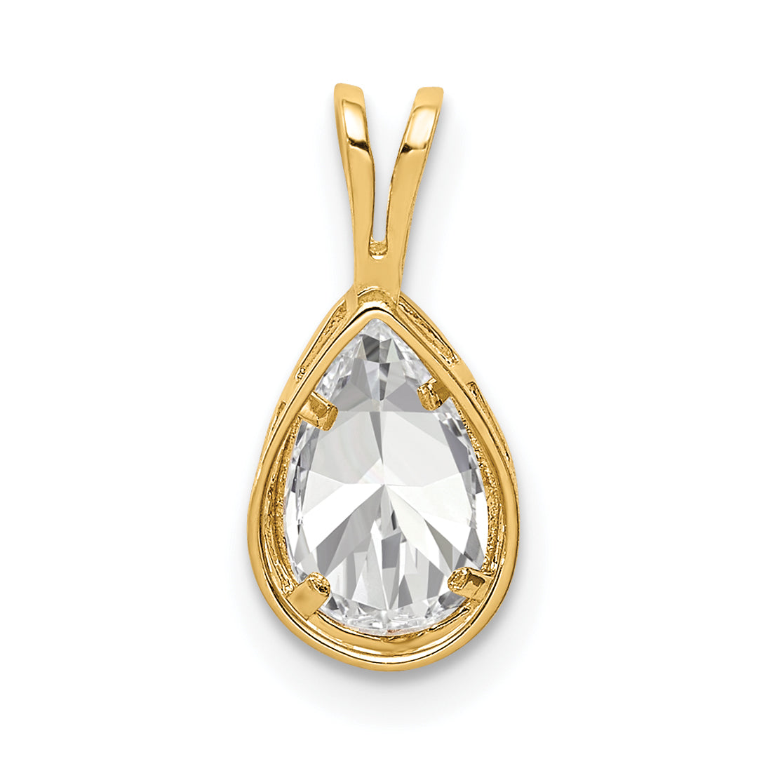 14k Yellow Gold 14k 8x5mm Pear Cubic Zirconia bezel pendant