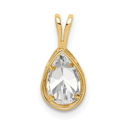 14k Yellow Gold 14k 8x5mm Pear Cubic Zirconia bezel pendant