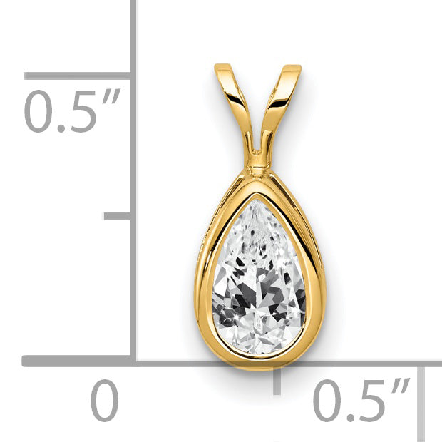 14k Yellow Gold 14k 8x5mm Pear Cubic Zirconia bezel pendant