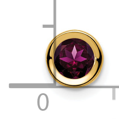 14K Yellow Gold 5mm Rhodolite Garnet Bezel Pendant