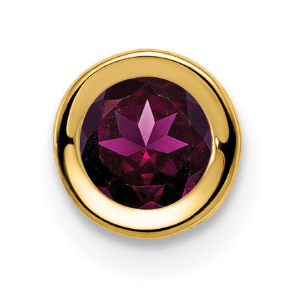 14K Yellow Gold 5mm Rhodolite Garnet Bezel Pendant