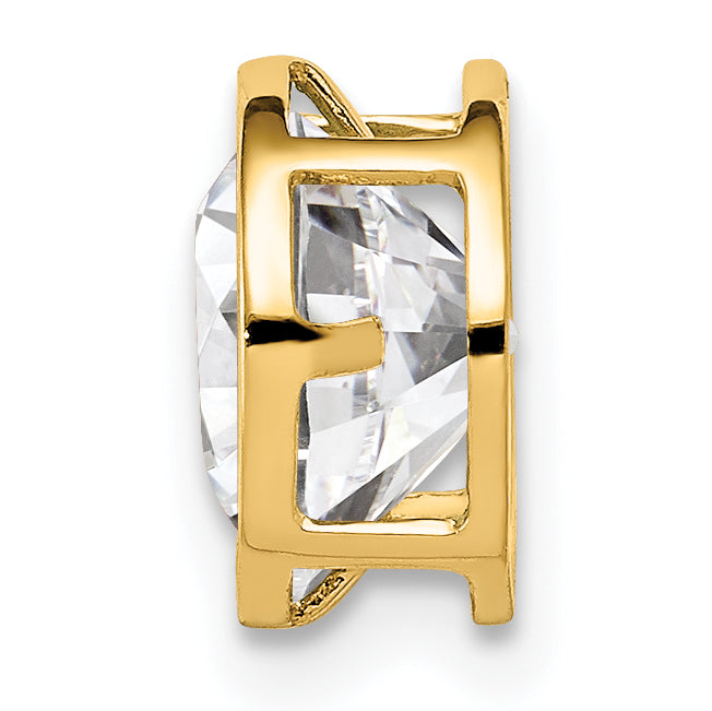 14k Yellow Gold 14k 7mm Cubic Zirconia Bezel Pendant