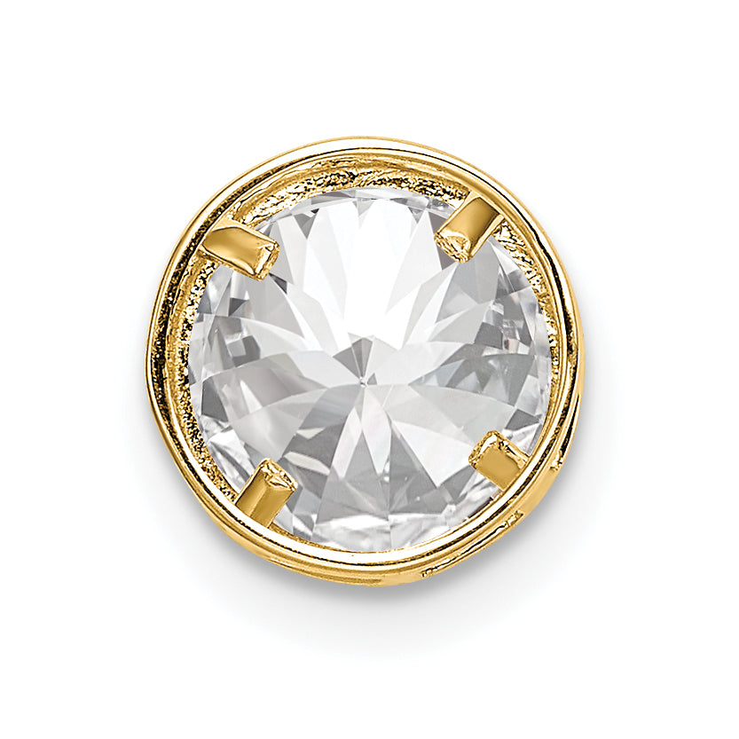 14k Yellow Gold 14k 7mm Cubic Zirconia Bezel Pendant