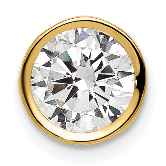 14k Yellow Gold 14k 7mm Cubic Zirconia Bezel Pendant