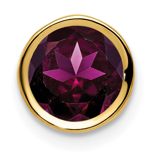 14K Yellow Gold 7mm Rhodolite Garnet Bezel Pendant