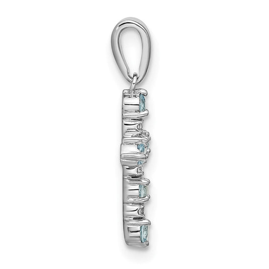 14K White Gold Aquamarine and Diamond Cross Pendant