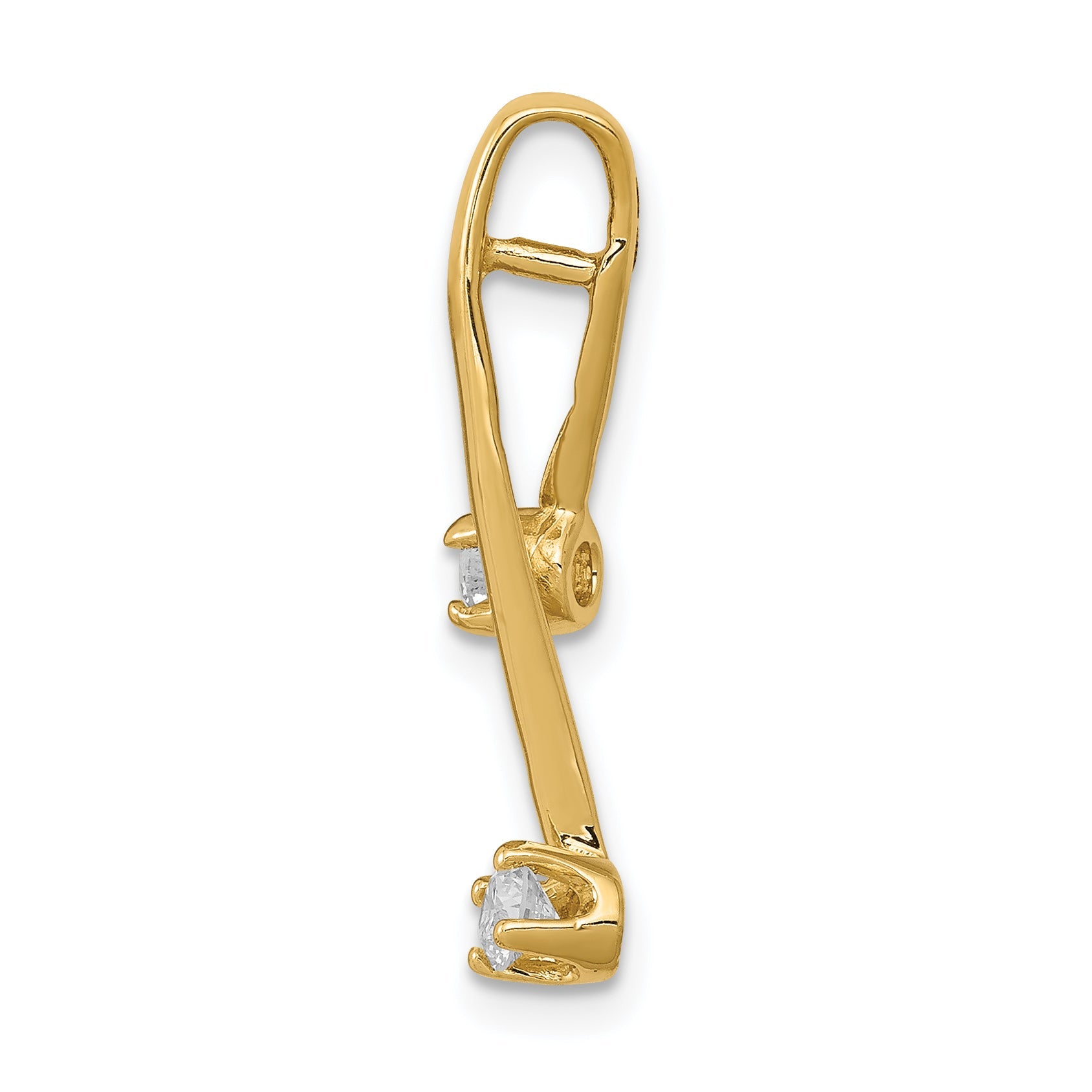 14K Yellow Gold Aaa 2 3.0mm Diamond Chain Slide