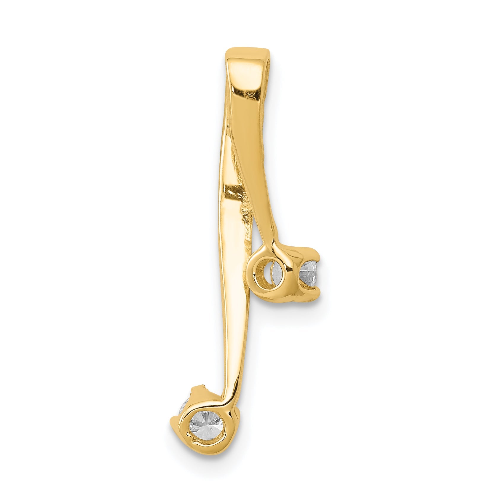 14K Yellow Gold Aaa 2 3.0mm Diamond Chain Slide
