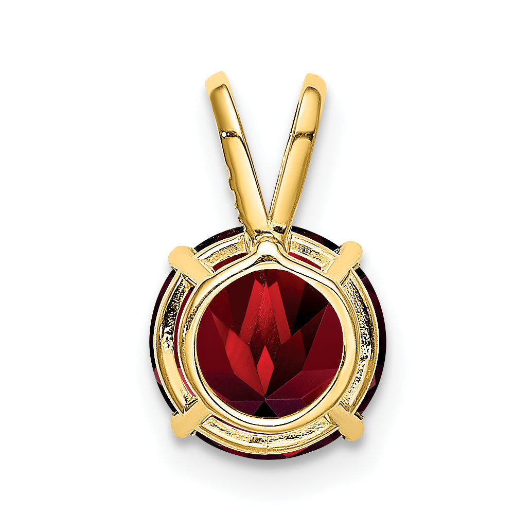 14K Yellow Gold 8mm Garnet Pendant