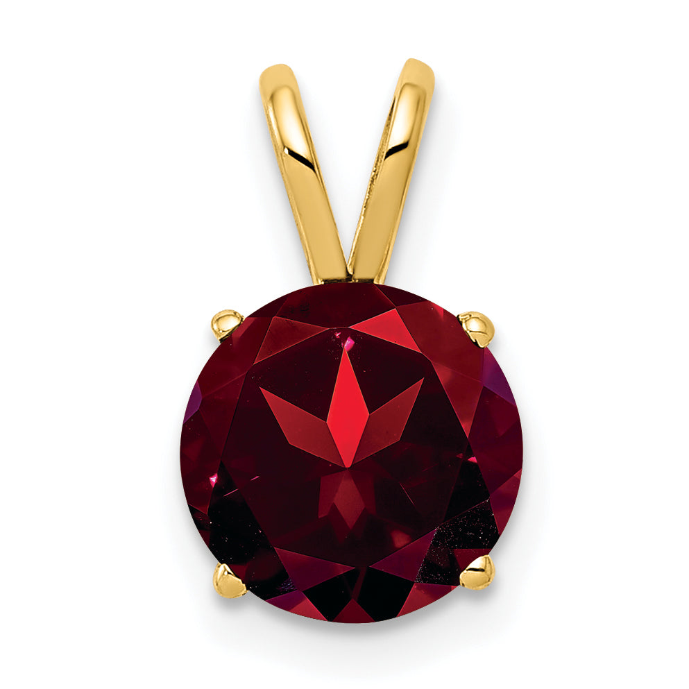 14K Yellow Gold 8mm Garnet Pendant