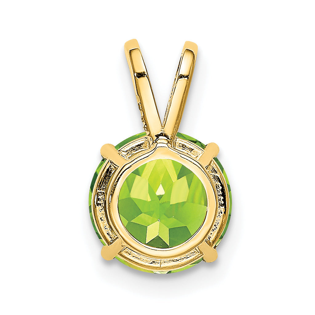 14K Yellow Gold 8mm Peridot Pendant
