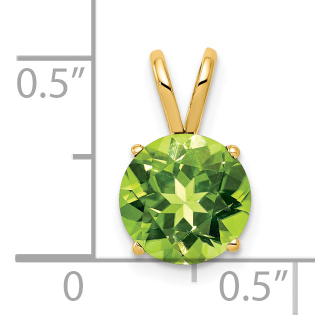 14K Yellow Gold 8mm Peridot Pendant