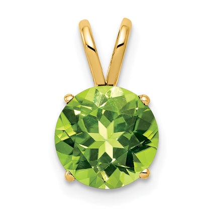 14K Yellow Gold 8mm Peridot Pendant