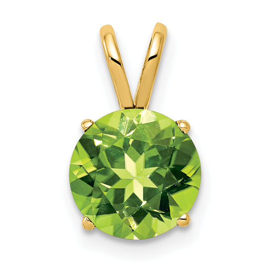 14K Yellow Gold 8mm Peridot Pendant