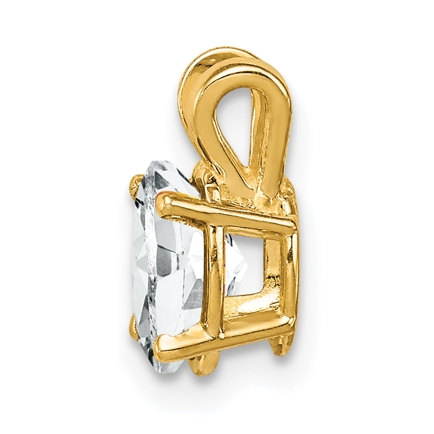 14K Yellow Gold 7X5mm Oval Cubic Zirconia Pendant