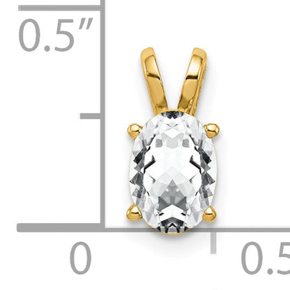 14K Yellow Gold 7X5mm Oval Cubic Zirconia Pendant