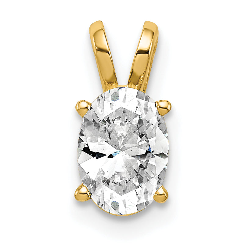 14K Yellow Gold 7X5mm Oval Cubic Zirconia Pendant