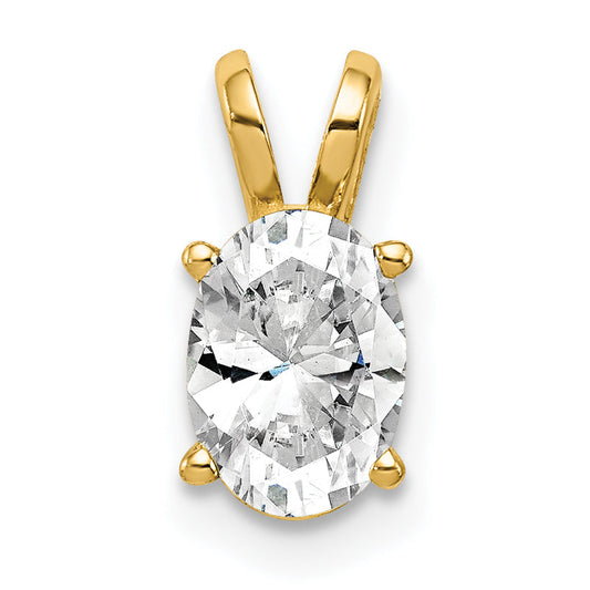 14K Yellow Gold 7X5mm Oval Cubic Zirconia Pendant