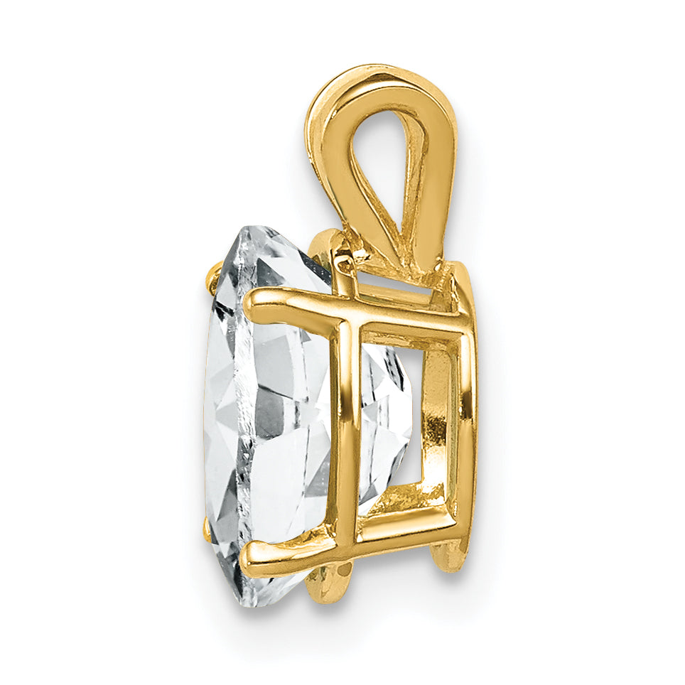 14K Yellow Gold 9X7mm Oval Cubic Zirconia Pendant