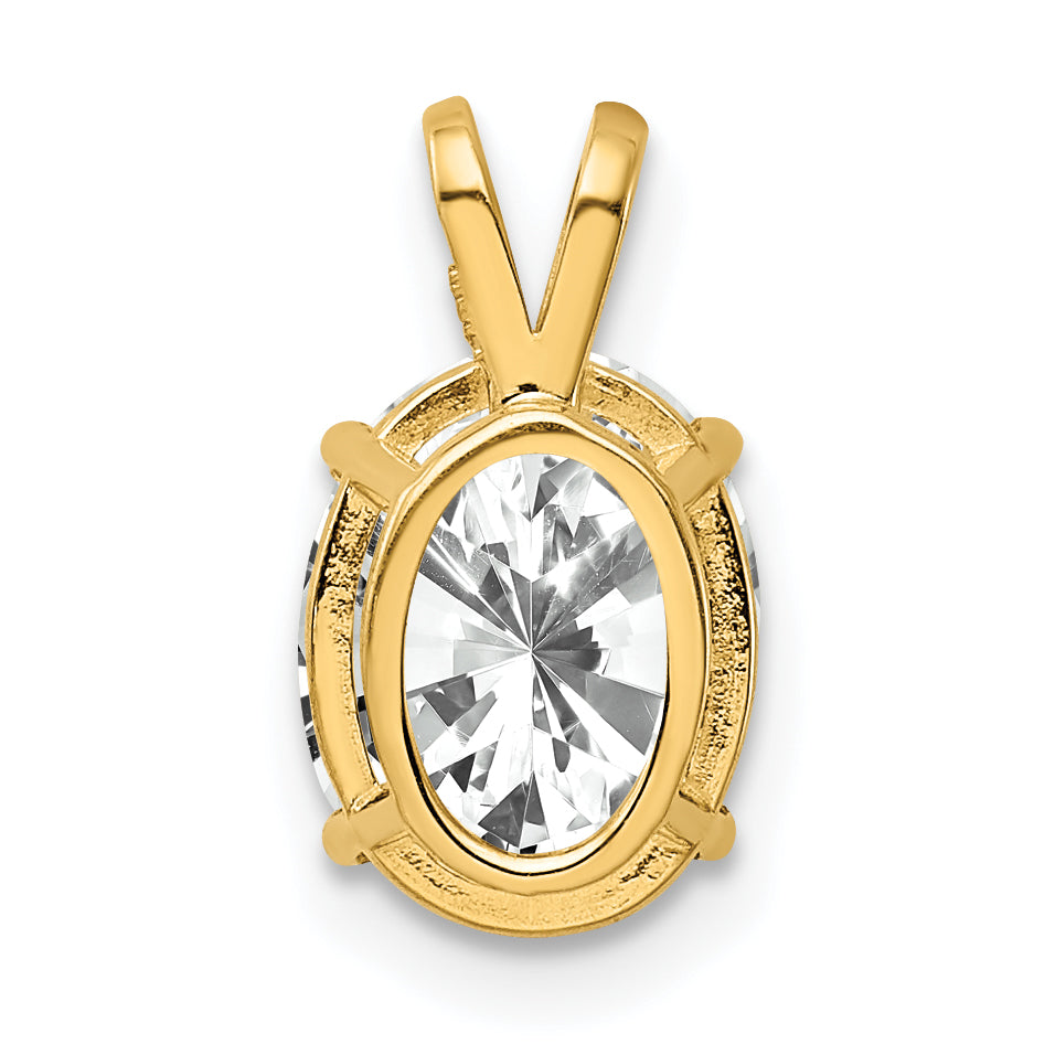 14K Yellow Gold 9X7mm Oval Cubic Zirconia Pendant